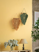 Rustic Latte Olive Macrame Leaves