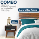 [Buy 1 Get 1] Aurora Solid Wood Bed Frame & Nightstand