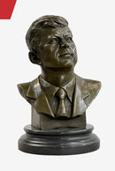 JFK John F. Kennedy Bronze Metal Bust Sculpture Statue on Marble Base Signed Original 10" x 7"