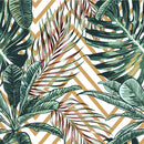 Green Leaves with Gold Zig Zag Wallpaper