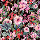 Pink Flowers and Raspberries Wallpaper
