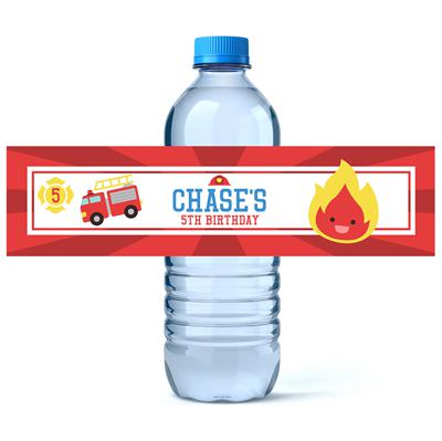 Firefighter Birthday Water Bottle Labels