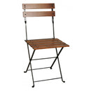 Wooden folding chair with metal frame on a white background