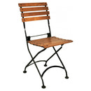 Wooden chair with metal legs on a white background folded