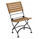 Wooden chair with black metal frame on a white background