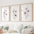 Floral Minimalist Art Posters. 3 Piece Wall Decor