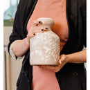 Floral Vase | Embossed Terracotta Short Vase | 9" Tall