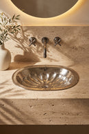 Silver Brass Sink, Oval Drop-in Brass Bathroom Sink, Antique Brass Sink, Flower Bathroom Brass sink, Hammered Brass, Aged Brass Sink