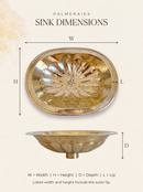 Silver Brass Sink, Oval Drop-in Brass Bathroom Sink, Antique Brass Sink, Flower Bathroom Brass sink, Hammered Brass, Aged Brass Sink