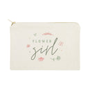 Floral Flower Girl Cotton Canvas Cosmetic Bag