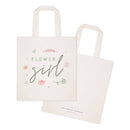 Floral Flower Girl Wedding Cotton Canvas Tote Bag