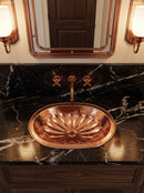 Brass Bathroom Sink - Flower Oval Drop-In Sink