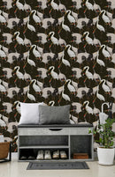 Cranes on Dark Background Wallpaper