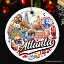 Artistic Canvas of Atlanta Ceramic Ornament, Vintage Georgia Cultural Souvenir and Gift
