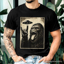 Bigfoot UFO Funny T-Shirt, Rock and Roll Sasquatch Meme Tee