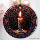 Candlelight for a Spine-Chilling Ambiance Stained Glass Style Ceramic Ornament, Halloween Themed Christmas Gift and Decor