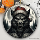Ferocious Werewolf with Santa Hat Ornament, Terrifying Holiday Gift for Halloween Lovers