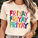 Friday Teacher T-Shirt, Friyay White, Natural, Navy and Black Weekend Vibes Tee