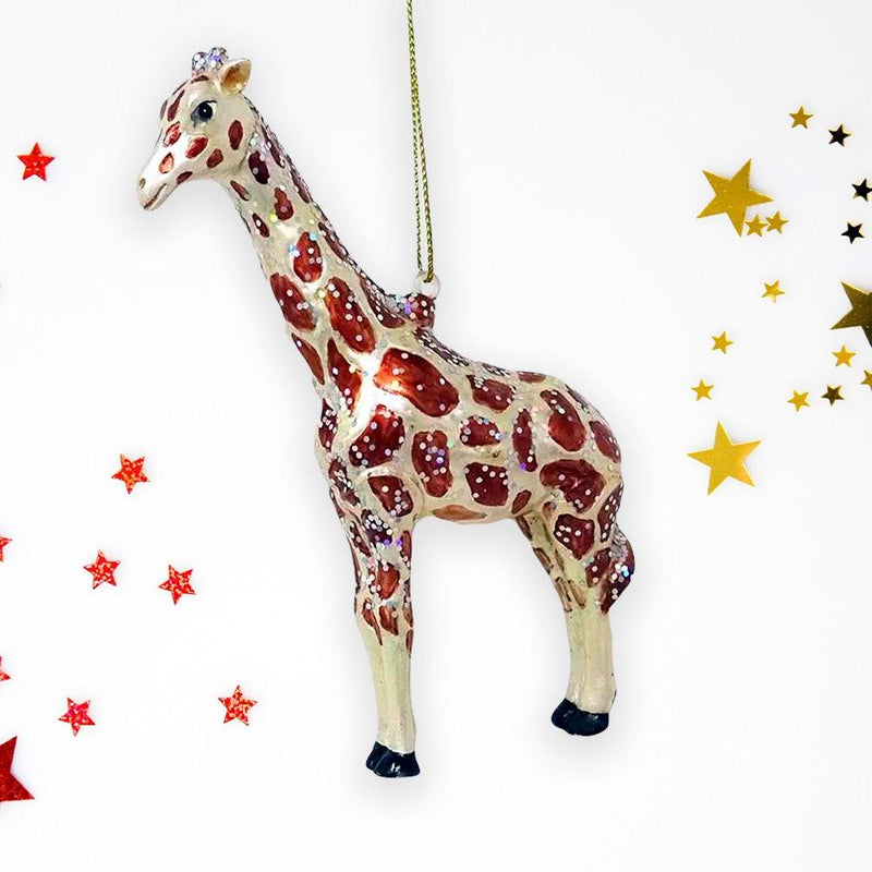 Giraffe Glass Christmas Ornament