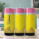 Glitter Pencil Design 20oz Personalized Tumbler With Lid and Stainless Steel Straw, School Teacher Gift Cup