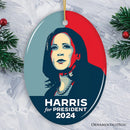 Harris for President 2024 Vintage Pop Art Ornament, Election Christmas Gift