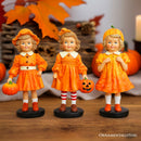Inviting Pumpkin Girl Trio Set of Figurines, 6" Victorian Autumn Fall and Halloween Table Decoration