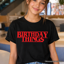 Kids Birthday Things Retro T-Shirt, Horror Bday Youth Tee