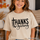 Kids Happy Thanksgiving Minimalist T-Shirt, Christian Religious Fall Tee for Youth
