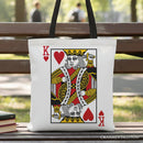 King of Hearts Card Canvas Tote Bag, Classic Retro Love Valentine Gift Bag