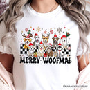 Merry Woofmas Dog Mama T‑Shirt, Dogs With Santa Hats Christmas Tee