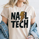 Nail Tech Leopard Lightning T-Shirt, Retro Stylist Tee