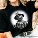 Scarecrow Spooky Portrait T-Shirt, Horror Villain Theme Halloween Tee