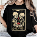 Skeleton The Lovers T-Shirt, Tarot Card Gothic Moon Phases Rose Tee