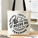 Some Days I Rock It Some Days It Rocks Me Tote Bag, Funny Gift Shopper for Fun Teachers