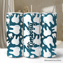 Sparkly Blue Tooth Pattern 20oz Personalized Tumbler With Lid and Stainless Steel Straw, Dental Hygienist Gift Cup