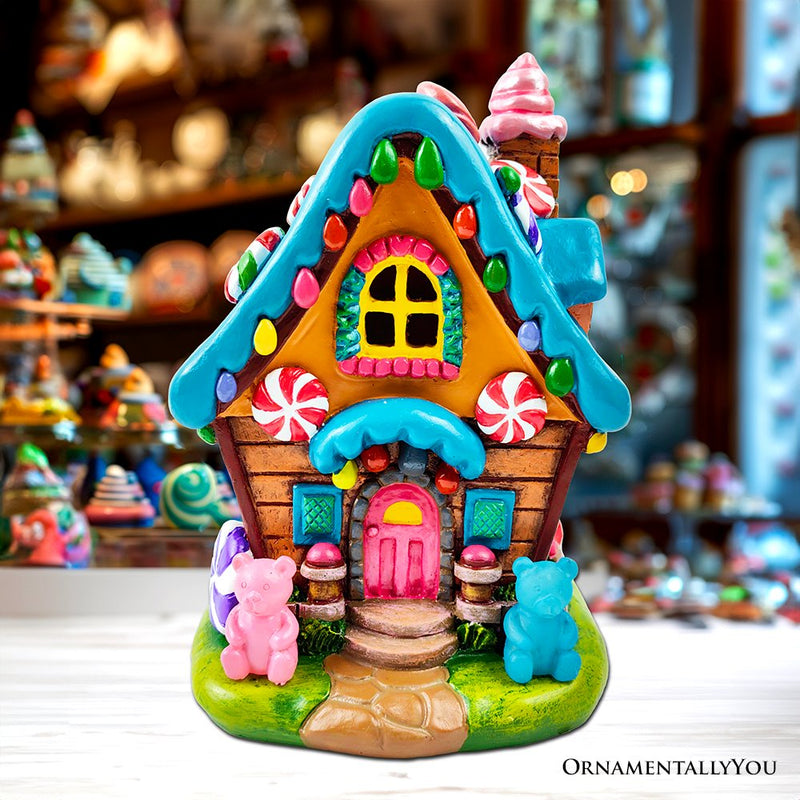 Sugary Haven Candy House Tabletop Figurine, 7" LED Christmas Gingerbread Style Home Decoration