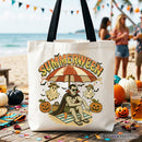 Summerween Vampire Dracula Tote Bag, Retro Halloween Beach Gift Shopper for Horror Spooky Summer Season
