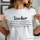Teacher Definition T-Shirt, Inspirational Quote Tee for Educators