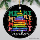 Teacher's Colorful Crayon Christmas Tree Ornament, Fun and Festive Educator Gift