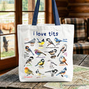 Whimsical Bird Tit Tote Bag, Funny Birdwatcher Gift Shopper Gift for Birder