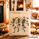 Dancing Skeletons with Pumpkin Head Tote Bag, Dry Bones Come Alive Halloween Fun Gift Shopper