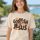 Goldfish and Jesus Kids T-Shirt, Retro Funny Christian Faith Tee for Youth