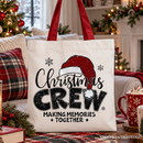 Christmas Crew Tote Bag, Glitter Santa Hat Gift Shopper for Making Memories