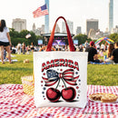 America Coquette Cherries Tote Bag, Patriotic 4th of July Gift Shopper