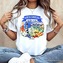 Artistic North Carolina State Themes and Landmarks T-Shirt, Tee for History and Travel Lovers