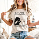 Become Ungovernable Black Cat T-Shirt, Bites Hand Humorous Meme Tee