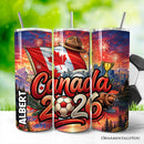 Canada 2026 Soccer Cup Global Championship 20oz Tumbler With Lid and Stainless Steel Straw, Fans Football Gift Cup