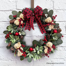 Exquisite Plaid Bow and Bears 20" Christmas Wreath, Holiday Door Decoration
