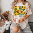 Find Me Among the Sunflowers T-Shirt, White and Natural Floral Tee for Trendy Women