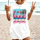 Flamingo Hello Summer T-Shirt, Tropical Beach Vacation Tee